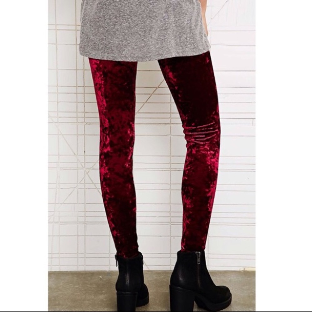 BDG (Urban Outfitters) Red Crushed Velvet Leggings
